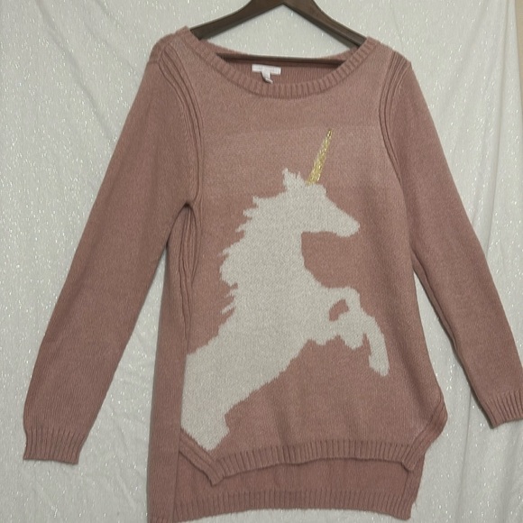 LC Lauren Conrad Sweaters - Adorable glitter unicorn sweater! Tunic length. Size large